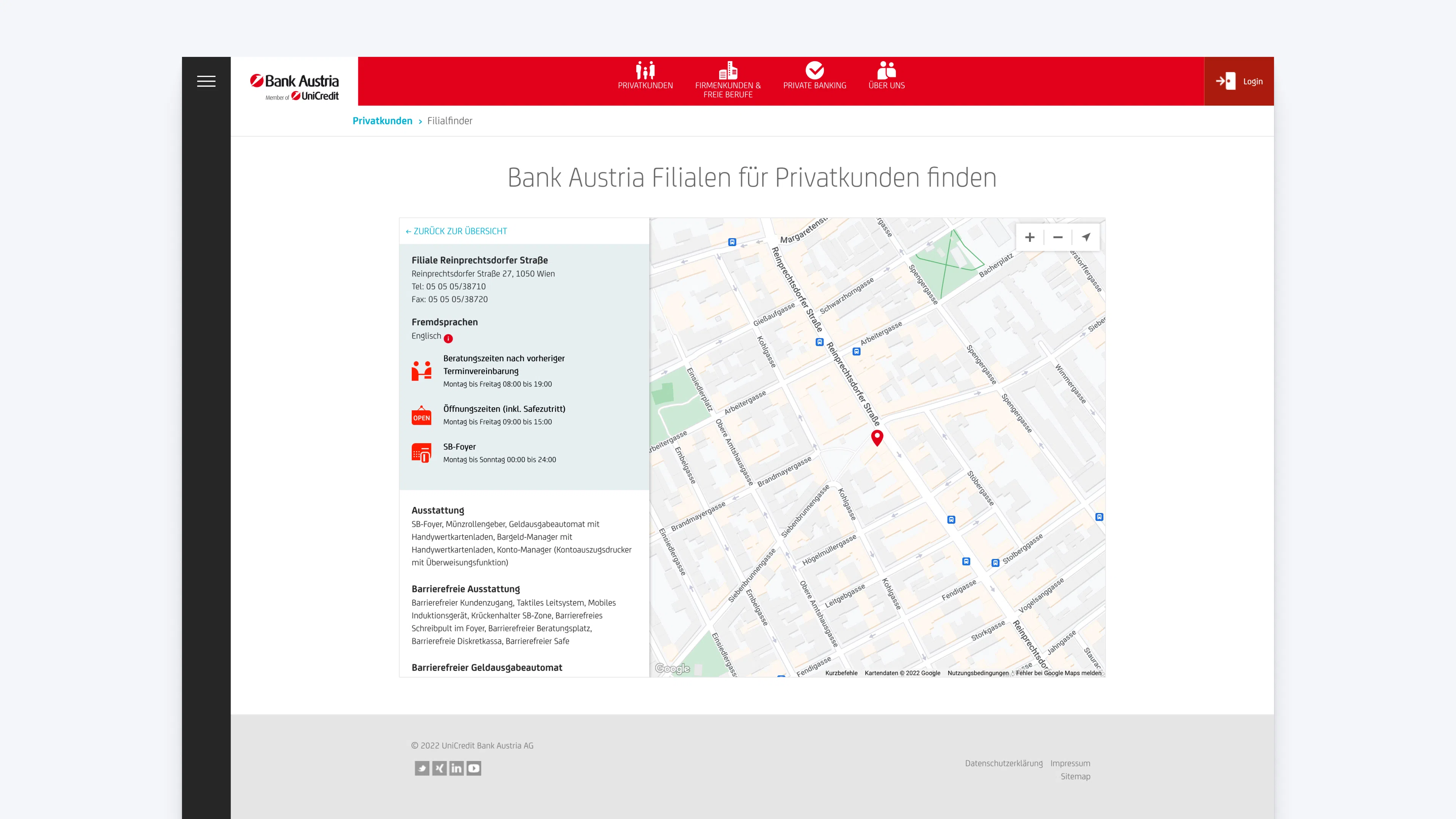 Bank Austria Fillialfinder Design