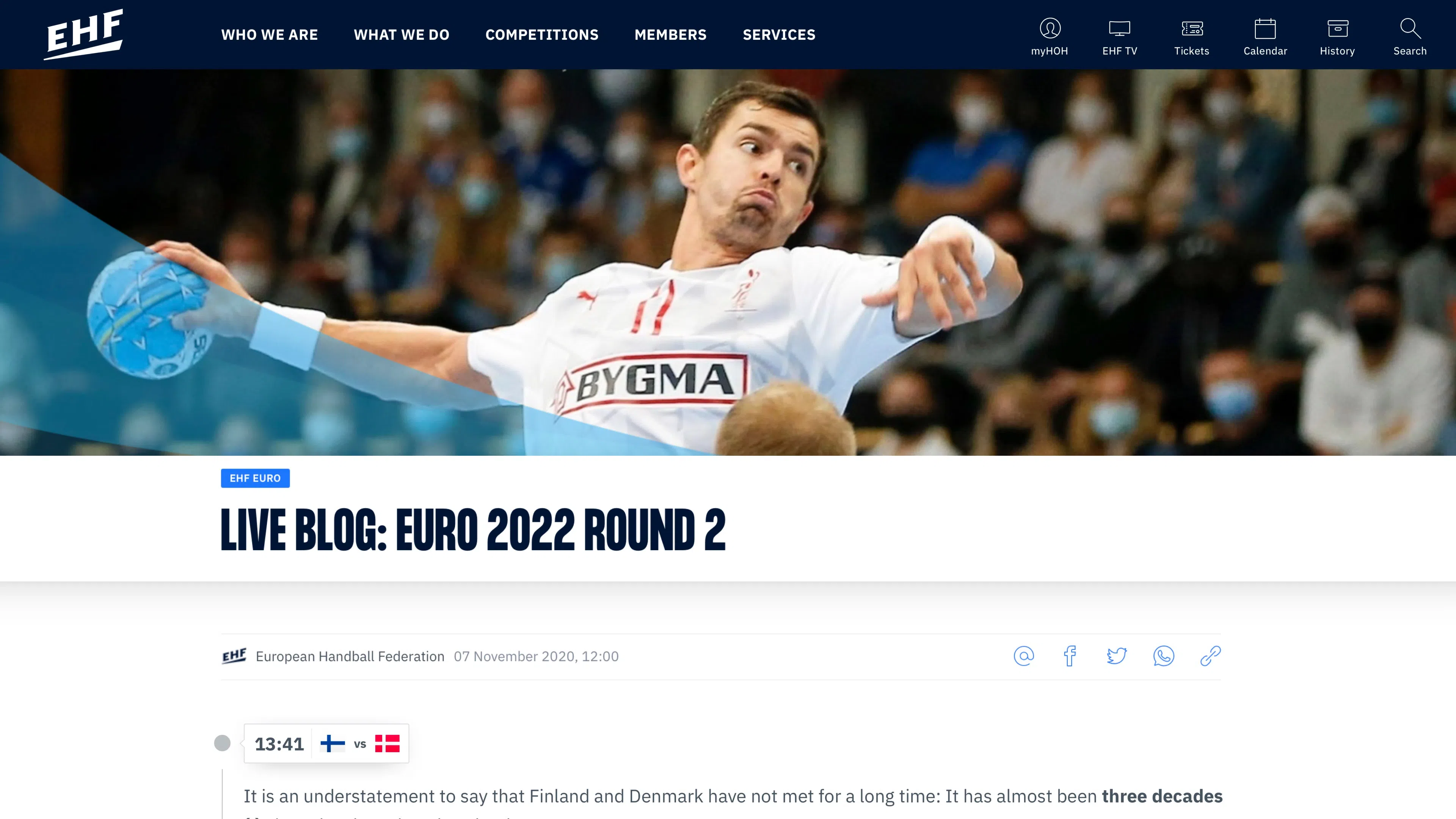 EHF – European Handball Federation – Matchdetails