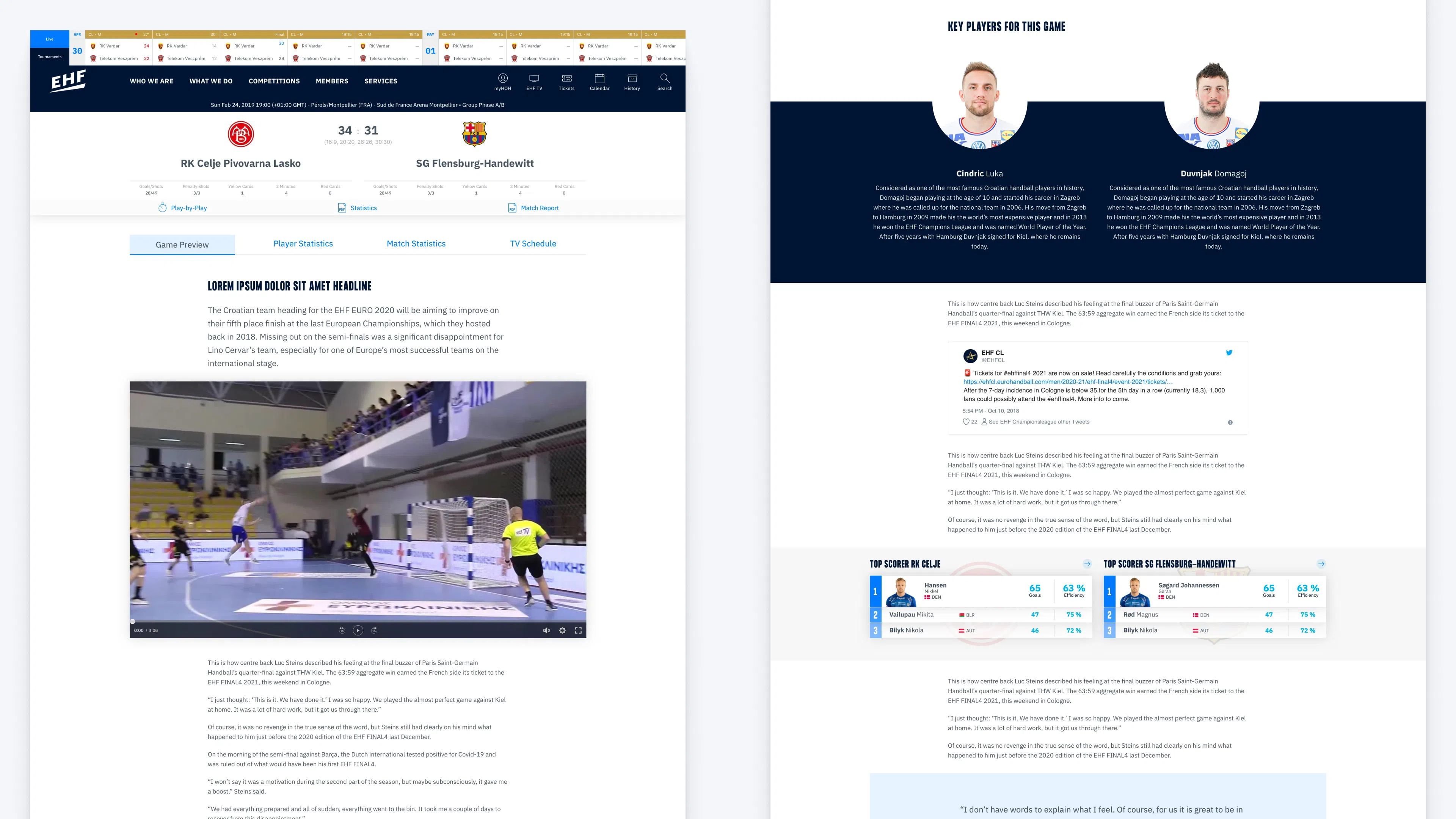 EHF – European Handball Federation – Matchdetails Preview
