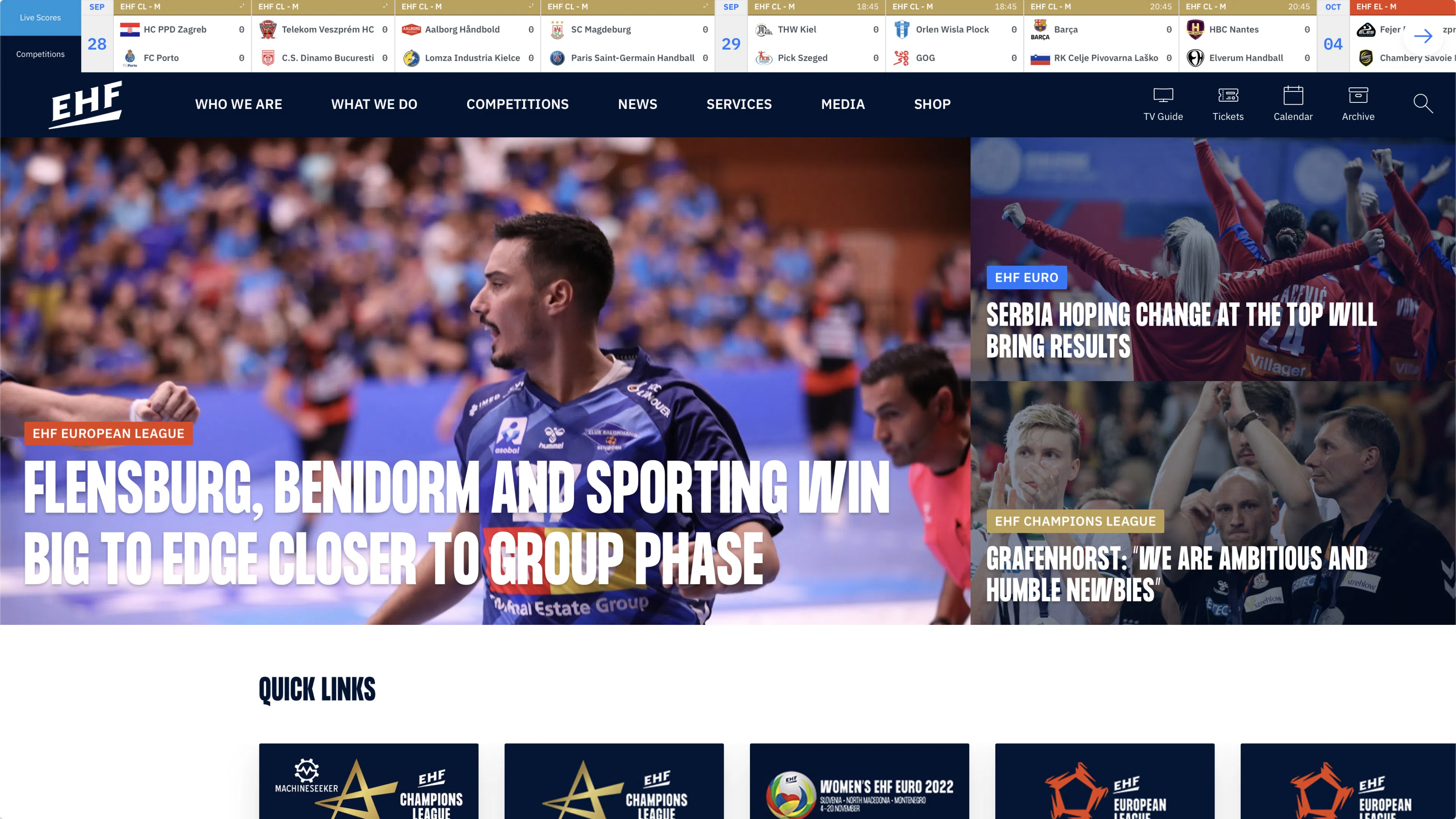 EHF – European Handball Federation Website Design